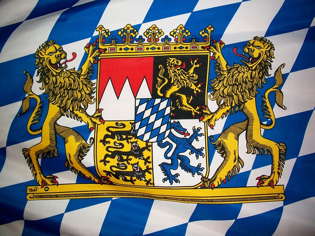 Flag with the coat of arms of bavaria