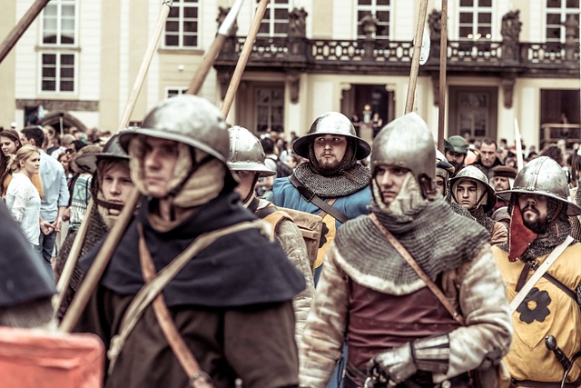 Medieval soldiers wearing cloth armour